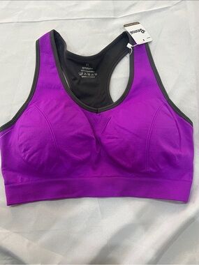 Baomosi Purple/Black Seamless Racerback Sports Bra